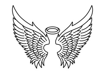 vector angel wings line art style