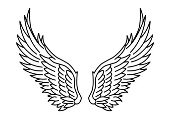 vector angel wings line art style