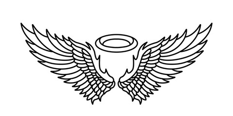 vector angel wings line art style