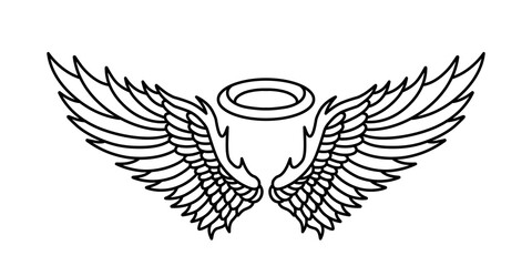 vector angel wings line art style