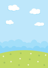 Obraz premium Background blue sky and green grass. Vector illustration