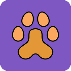 Paw Print Multicolor Round Corner Filled Line Icon
