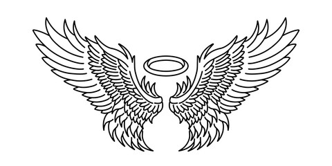 vector angel wings line art style