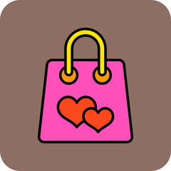 Shopping Bag Multicolor Round Corner Filled Line Icon