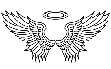 vector angel wings line art style