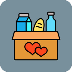Food Donation Multicolor Round Corner Filled Line Icon