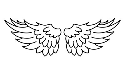 vector angel wings line art style