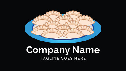 Momo Mandu dumplings Traditional Asian Food Vector Illustration Logo Design Template