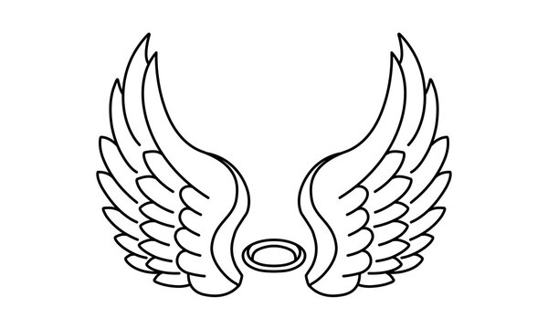 recommend clip art: vector angel wings line art style