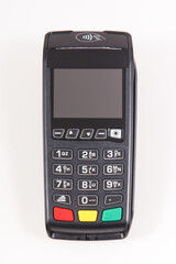 Obraz premium Payment terminal, credit card reader using for cashless paying