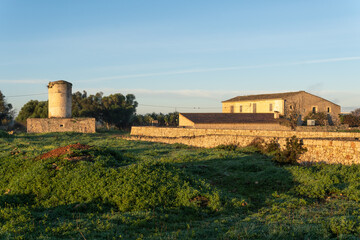 Old stone mill at dawn