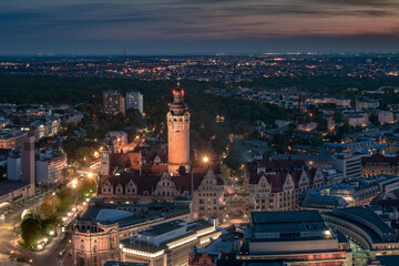 Obraz premium Leipzig Skyline mit Rathaus