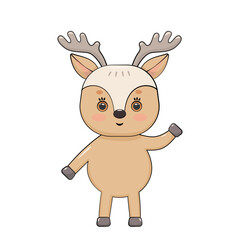 Cartoon standing fawn. Isolated vector illustration of cute deer animal.