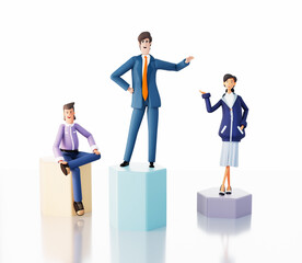 Group of happy successful  Business people, 3D rendering illustration 