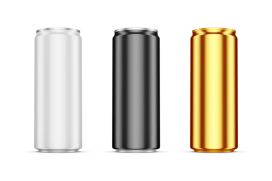 Slim aluminum cans mock-up. 3D rendering.