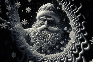 Santa covered with snow fractals Generative AI