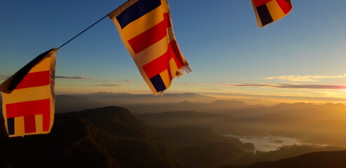 Sunrise on a holy buddhist mountain