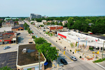 Aerial scene of the Bronte area of Oakville, Ontario, Canada