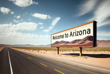 Billboard with the message - Welcome to Arizona
