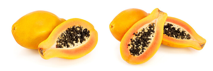 ripe cut papaya isolated on a white background