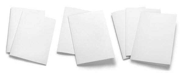 Collection of folded paper sheets, isolated on white background