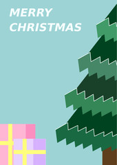 Fototapeta premium Christmas Card With Christmas Tree and Presents Color Sets