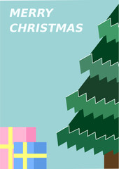 Christmas Card With Christmas Tree and Presents Color Sets