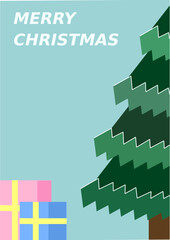 Fototapeta premium Christmas Card With Christmas Tree and Presents Color Sets