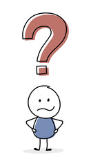 Angry cartoon businessman with question mark icon. Vector