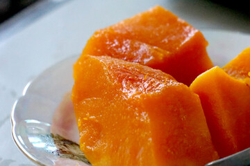 slices of boiled pumpkin on a plate