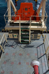 Muster station onboard a merchant ship at sea