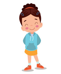 vector illustration of little boy with smiling happy face expression