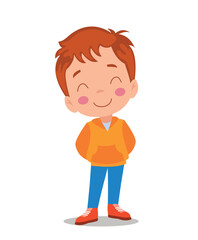 vector illustration of little boy with smiling happy face expression