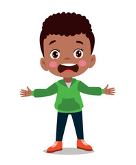 confused little boy vector illustration