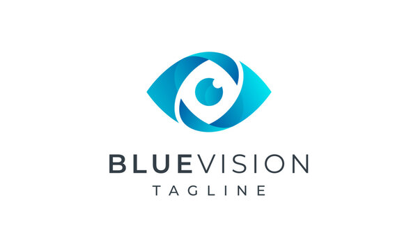 Blue Vision Eye Logo Optic and Optometry Sight Symbol Design