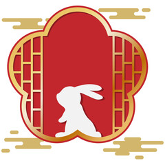 Chinese New Year Rabbit Window Frame.
