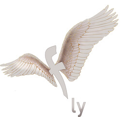 Obraz premium Illustration drawing flight text with wings on a transparent background 