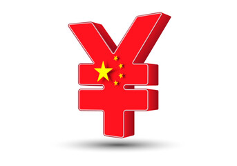 Obraz premium China Yuan (CNY) currency symbol with flag. Vector.