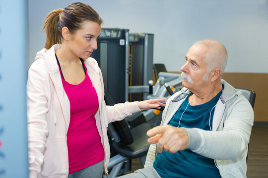 elderly man in the exercise course program