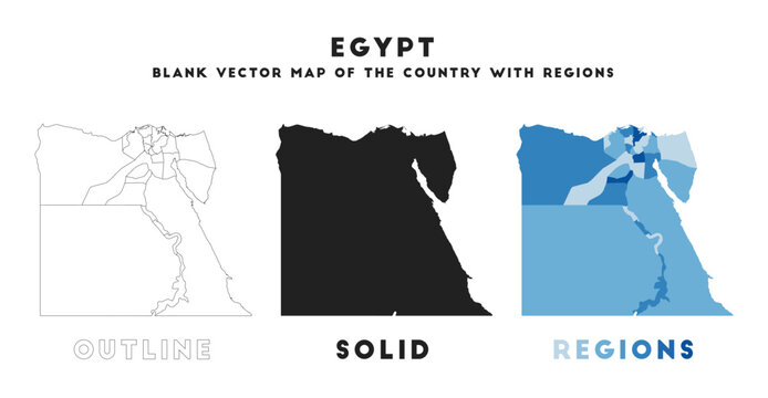 Egypt map. Borders of Egypt for your infographic. Vector country shape. Vector illustration.