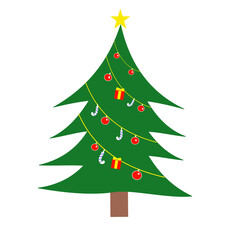 The Christmas tree was decorated with light bulb, gift and other present and decorative items
