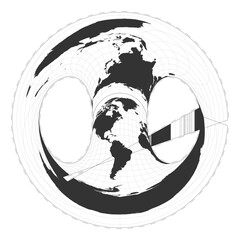 Vector world map. Hammer retroazimuthal projection. Plain world geographical map with latitude and longitude lines. Centered to 60deg E longitude. Vector illustration.