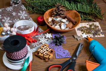 Preparation process. The beginning of the process of creating Christmas decorations
