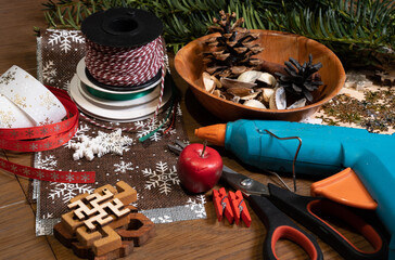 Preparation process. The beginning of the process of creating Christmas decorations