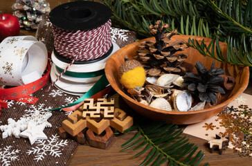 Preparation process. The beginning of the process of creating Christmas decorations