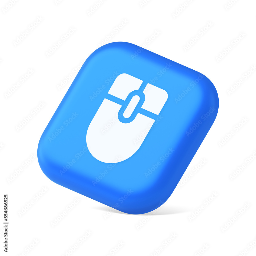 Poster mouse computer scrolling device cursor button click control cyberspace interface 3d isometric icon