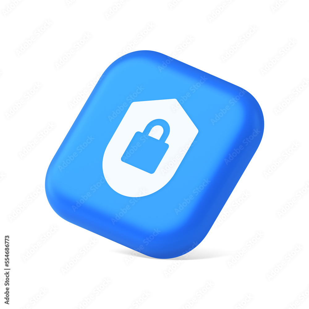 Poster lock shield security button privacy blocked password service web app 3d realistic isometric icon