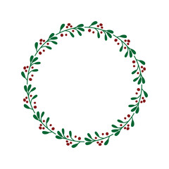 Wreath of branches, leafs and berries, Christmas wreath, Christmas holly decorations