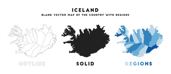 Iceland map. Borders of Iceland for your infographic. Vector country shape. Vector illustration.