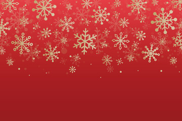 Template of Christmas card with golden snowflakes. Vector illustration